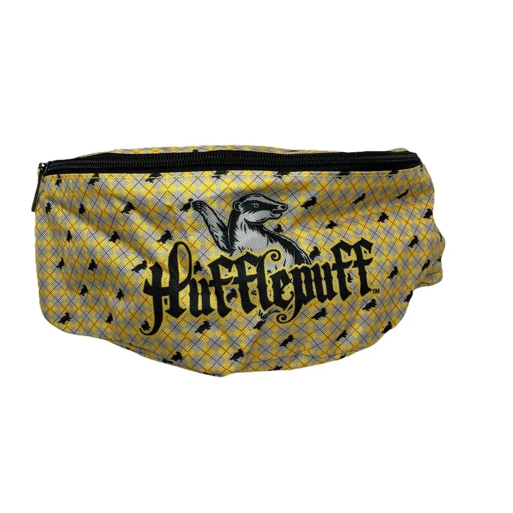 Harry Potter Hufflepuff Fanny Pack Mens Waist Bag Yellow Checkered Logo Belt Bag